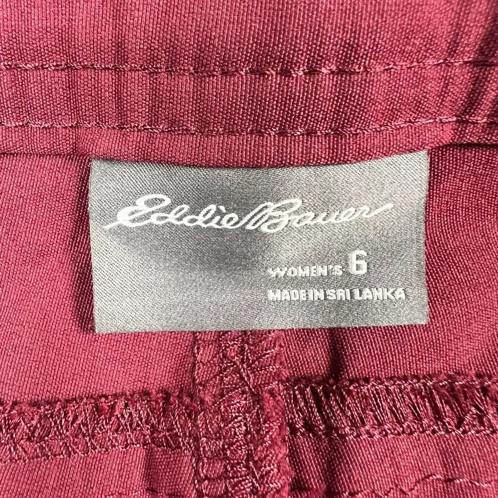 Eddie Bauer Shorts Womens 6‎ Rolled Hem Bermuda Pockets Hiking Outdoor Burgundy